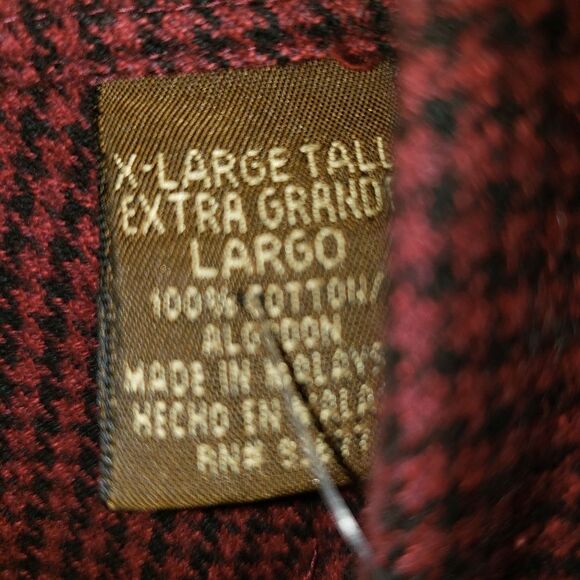 NEW St. Johns Bay Maroon & Black Long-Sleeve Button-Down Cotton XL Tall Big Tall - Picture 5 of 8
